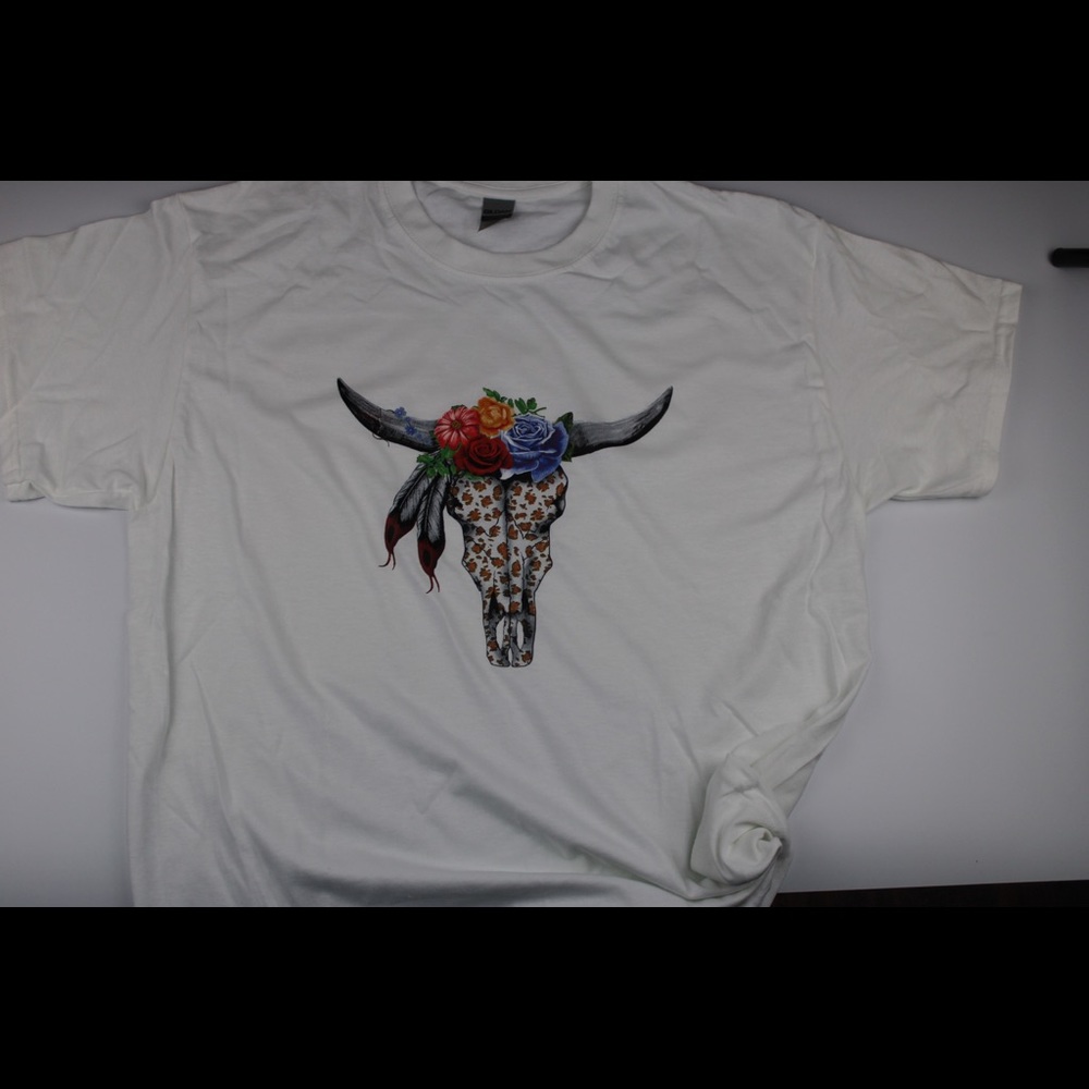 Floral/leopard print cow skull